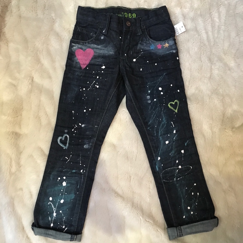 Girls Hand Painted Denim Jeans
